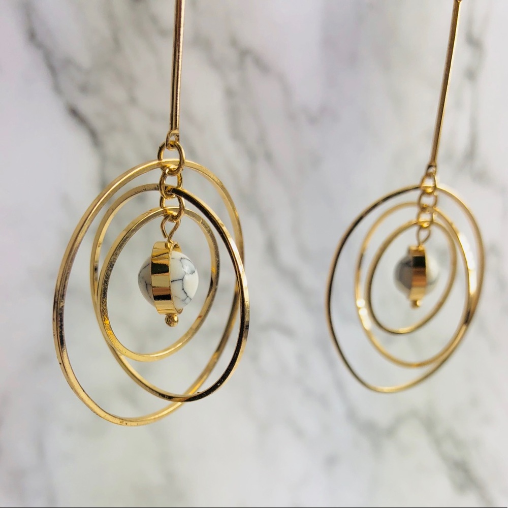 HP❤️New! Modern 3D Atom Molecular Drop Earrings - Picture 2 of 3